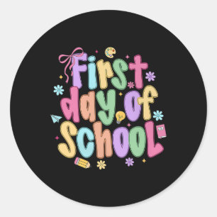 Coquette First Day Of School Bow Preppy Back To Sc Classic Round Sticker