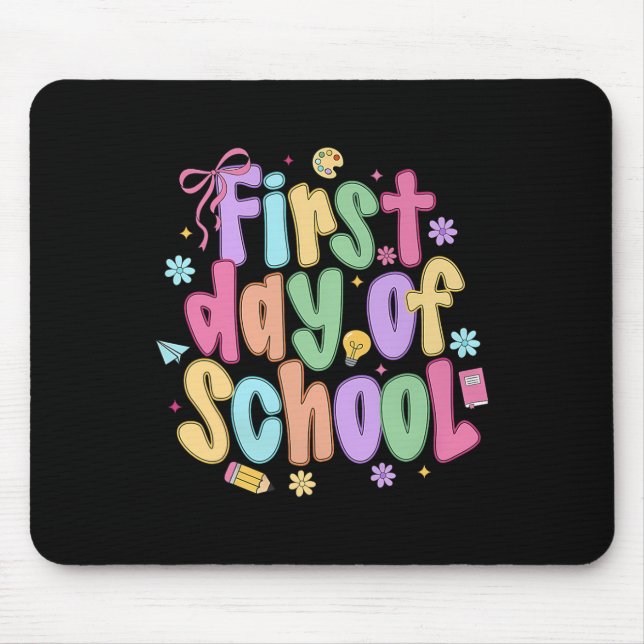 Coquette First Day Of School Bow Preppy Back To Sc Mouse Pad (Front)