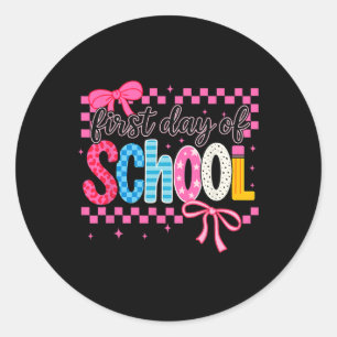Coquette First Day Of School Classic Round Sticker