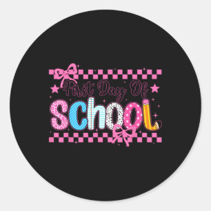 Coquette First Day Of School Preppy Back To School Classic Round Sticker