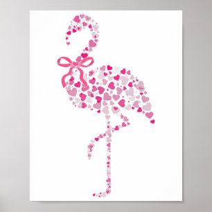 Coquette Flamingo Heart Cute Pink Valentines Day W Poster