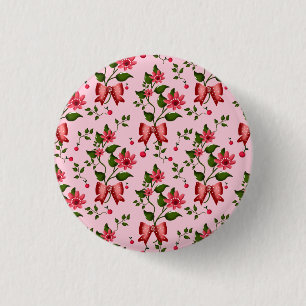 Coquette floral Bow Pattern Wallpaper 3 Cm Round Badge