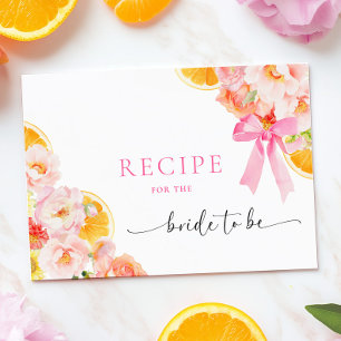 Coquette Floral Bridal Shower Recipe Enclosure Card