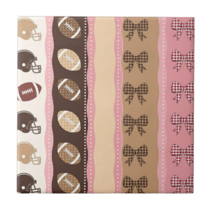 Coquette Football Bows Leopard Pattern (10) Ceramic Tile