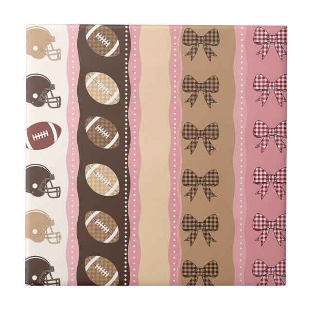 Coquette Football Bows Leopard Pattern (10) Ceramic Tile (Front)