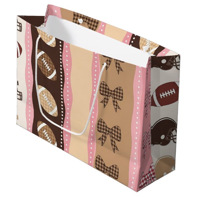 Coquette Football Bows Leopard Pattern (10) Large Gift Bag (Front Angled)