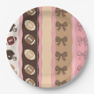 Coquette Football Bows Leopard Pattern (10) Paper Plate