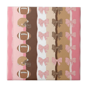Coquette Football Bows Leopard Pattern (11) Ceramic Tile