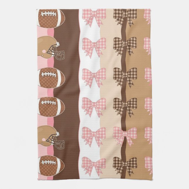 Coquette Football Bows Leopard Pattern (11) Tea Towel (Vertical)