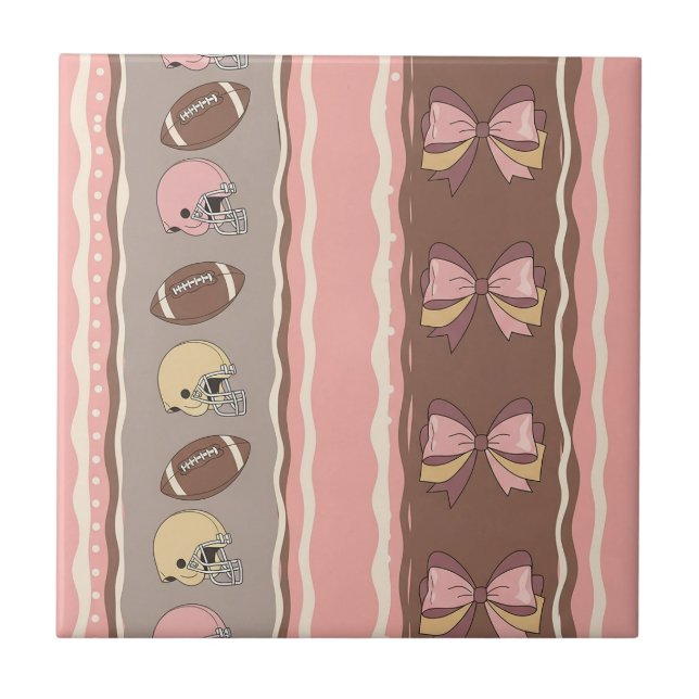 Coquette Football Bows Leopard Pattern (12) Ceramic Tile (Front)