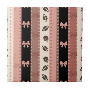 Coquette Football Bows Leopard Pattern (13) Ceramic Tile
