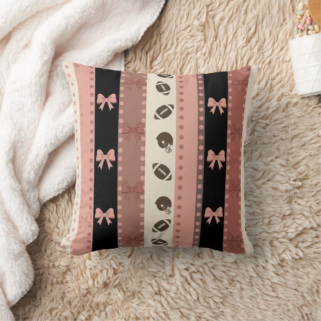 Coquette Football Bows Leopard Pattern (13) Cushion (Blanket)