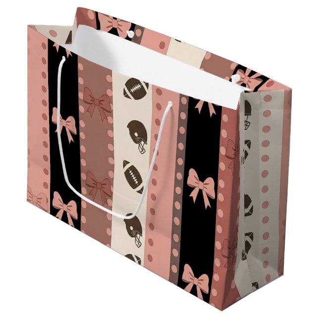 Coquette Football Bows Leopard Pattern (13) Large Gift Bag (Front Angled)