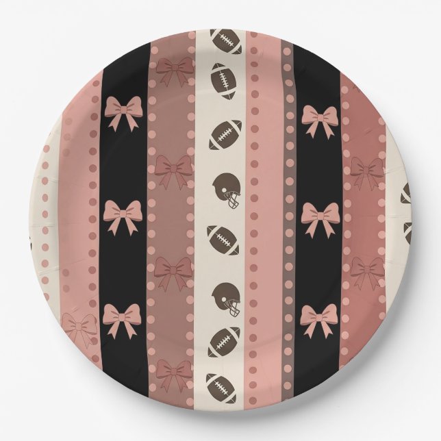 Coquette Football Bows Leopard Pattern (13) Paper Plate (Front)