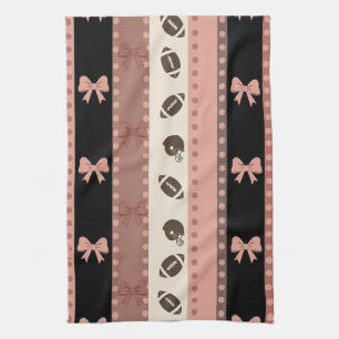 Coquette Football Bows Leopard Pattern (13) Tea Towel