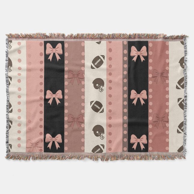 Coquette Football Bows Leopard Pattern (13) Throw Blanket (Front)