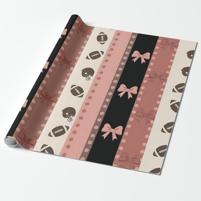 Coquette Football Bows Leopard Pattern (13) Wrapping Paper (Unrolled)