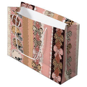 Coquette Football Bows Leopard Pattern (1) Large Gift Bag