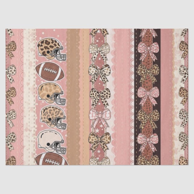 Coquette Football Bows Leopard Pattern (1) Tissue Paper (Front)
