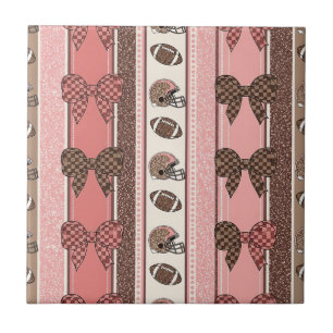 Coquette Football Bows Leopard Pattern (2) Ceramic Tile
