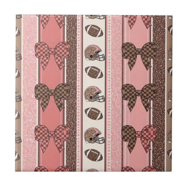 Coquette Football Bows Leopard Pattern (2) Ceramic Tile (Front)