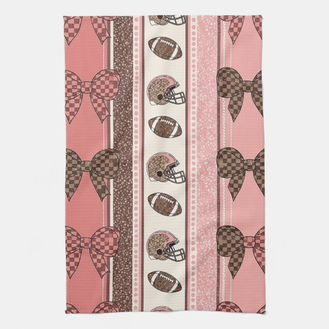 Coquette Football Bows Leopard Pattern (2) Tea Towel (Vertical)