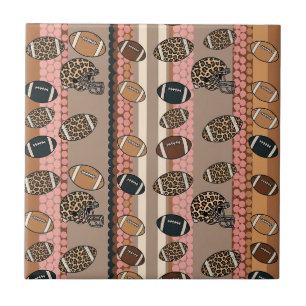 Coquette Football Bows Leopard Pattern (3) Ceramic Tile