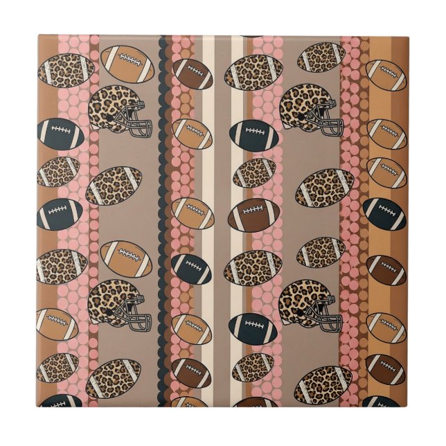 Coquette Football Bows Leopard Pattern (3) Ceramic Tile (Front)