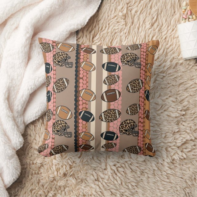 Coquette Football Bows Leopard Pattern (3) Cushion (Blanket)