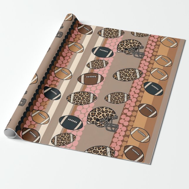 Coquette Football Bows Leopard Pattern (3) Wrapping Paper (Unrolled)