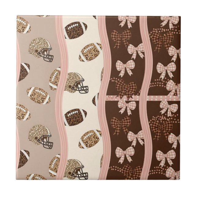 Coquette Football Bows Leopard Pattern (4) Ceramic Tile (Front)