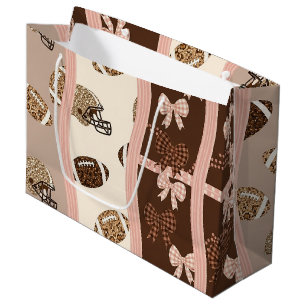 Coquette Football Bows Leopard Pattern (4) Large Gift Bag