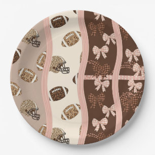 Coquette Football Bows Leopard Pattern (4) Paper Plate