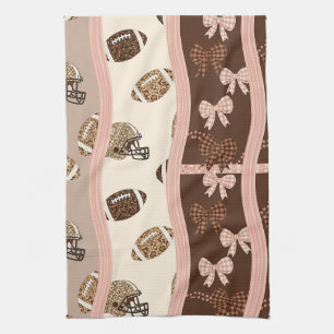Coquette Football Bows Leopard Pattern (4) Tea Towel