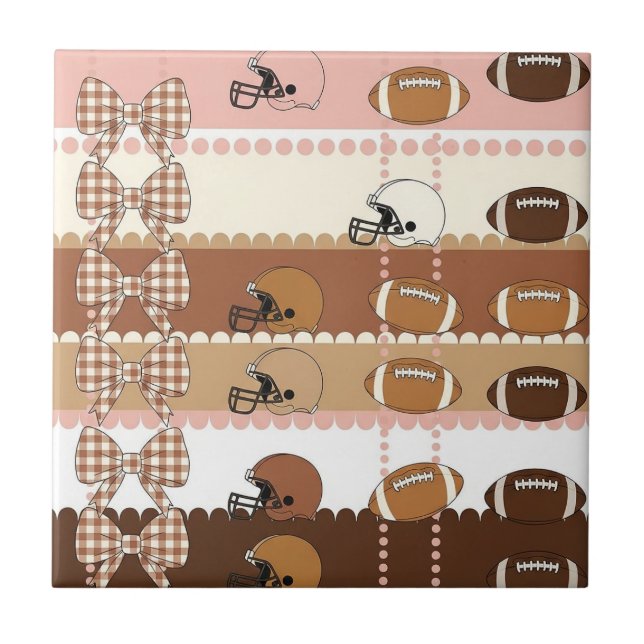 Coquette Football Bows Leopard Pattern (5) Ceramic Tile (Front)