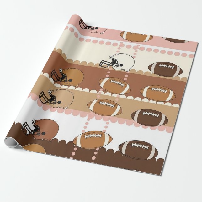 Coquette Football Bows Leopard Pattern (5) Wrapping Paper (Unrolled)