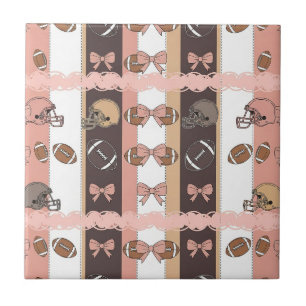 Coquette Football Bows Leopard Pattern (6) Ceramic Tile
