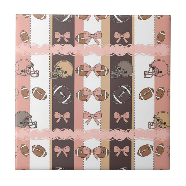 Coquette Football Bows Leopard Pattern (6) Ceramic Tile (Front)