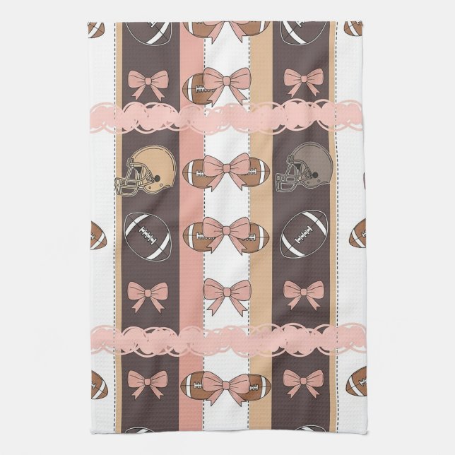 Coquette Football Bows Leopard Pattern (6) Tea Towel (Vertical)