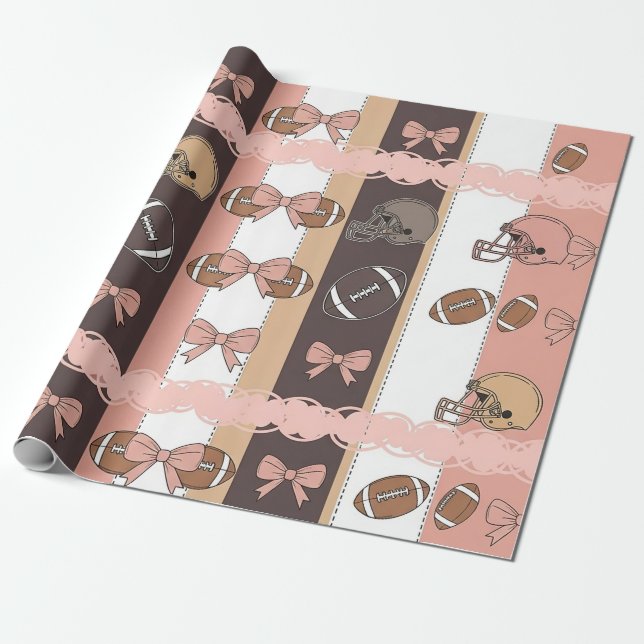 Coquette Football Bows Leopard Pattern (6) Wrapping Paper (Unrolled)