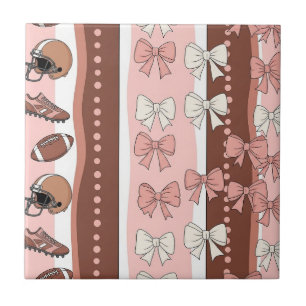 Coquette Football Bows Leopard Pattern (7) Ceramic Tile