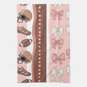 Coquette Football Bows Leopard Pattern (7) Tea Towel
