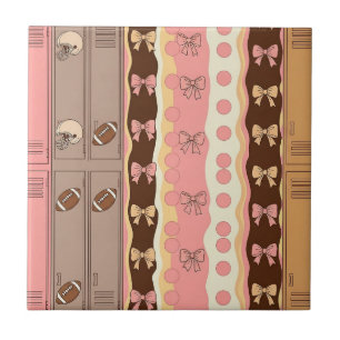 Coquette Football Bows Leopard Pattern (8) Ceramic Tile