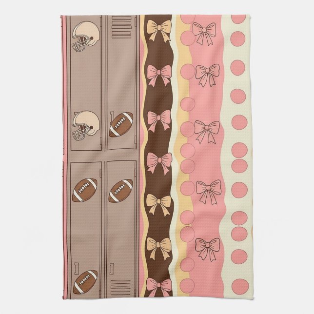 Coquette Football Bows Leopard Pattern (8) Tea Towel (Vertical)