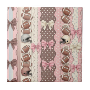 Coquette Football Bows Leopard Pattern (9) Ceramic Tile