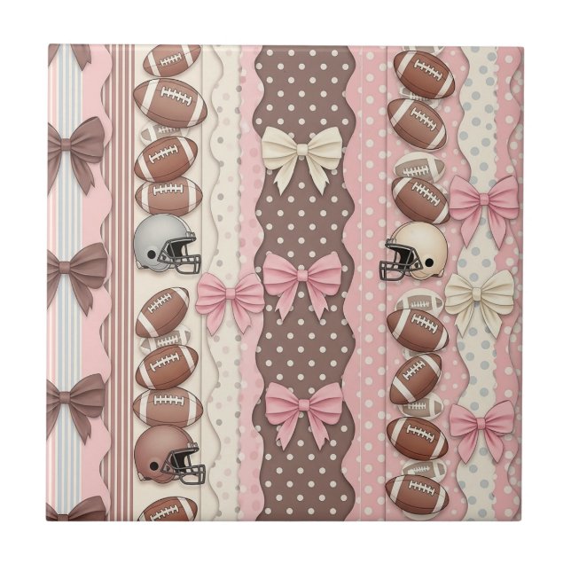 Coquette Football Bows Leopard Pattern (9) Ceramic Tile (Front)