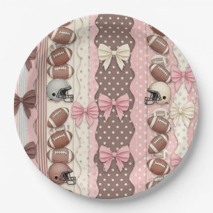 Coquette Football Bows Leopard Pattern (9) Paper Plate