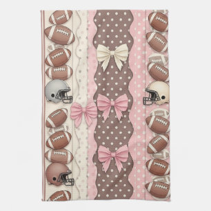 Coquette Football Bows Leopard Pattern (9) Tea Towel