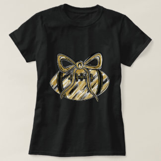 Coquette Football Shirt Gold Black Game Day Bow