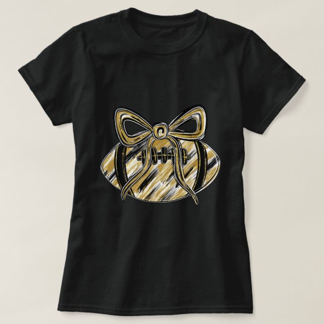 Coquette Football Shirt Gold Black Game Day Bow (Design Front)